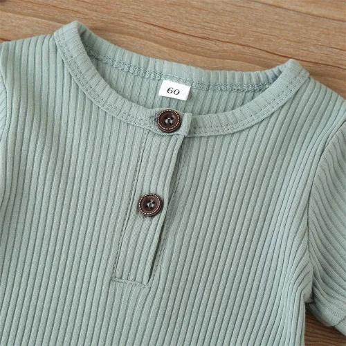 Vista 56 de Mameluco unisex de manga corta para bebé recién nacido, con botones, de una pieza, ropa de color sólido