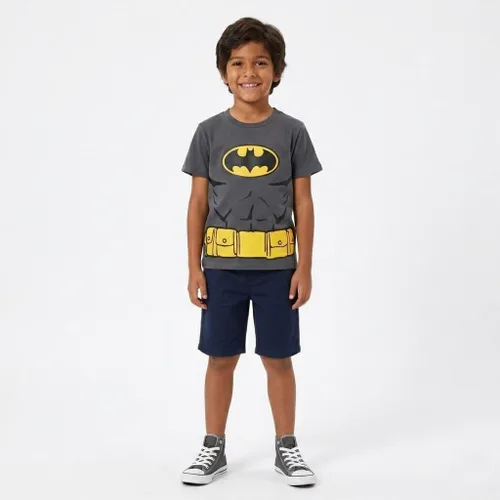 Vista 6 de WARNER BROS Batman - Camiseta de manga corta para niños pequeños y grandes Gris oscuro