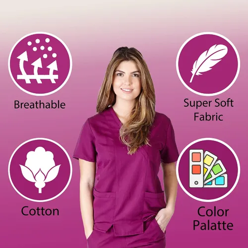 Vista 3 de Camiseta quirúrgica súper suave y ultra cómoda para mujer