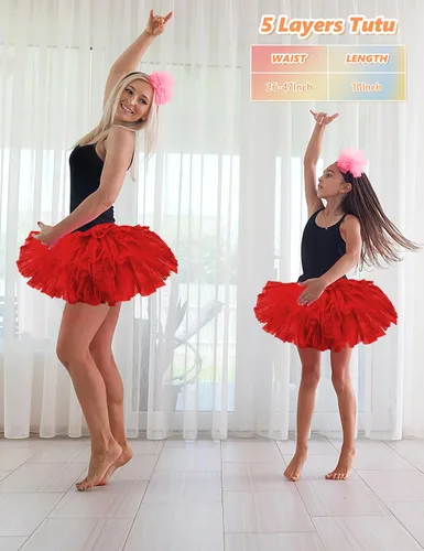 Vista 2 de Tutús para mujeres, faldas de tul tutú para adultos, disfraces para mujeres, 5 capas, faldas tutú para niñas, adolescentes, Halloween, ballet