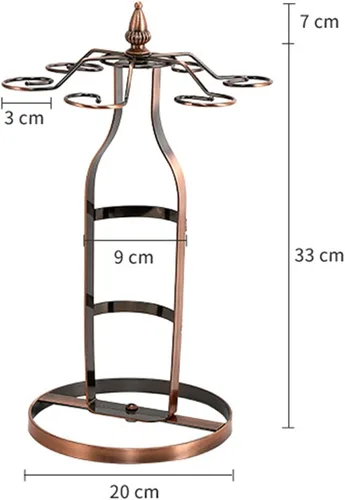 Vista 4 de Artículos creativos para decoración de botellas, soporte para botellas de vino de hierro forjado, soporte colgante de vidrio de copa de estilo Bronce