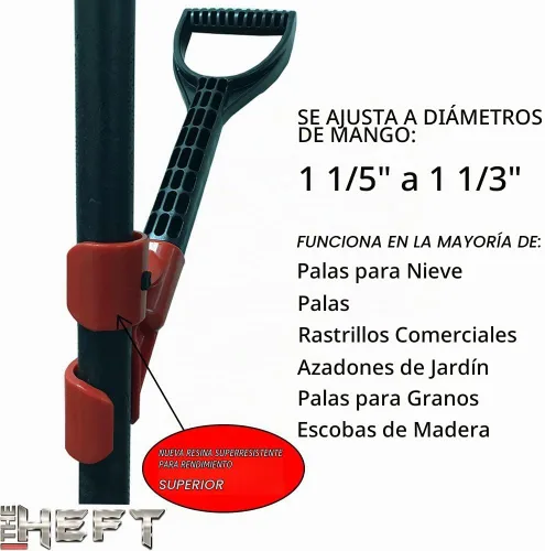 Vista 6 de The HEFT Mango protector de espalda secundario para palas de nieve y herramientas de jardín como se ve en Dragon's Den (Canada Shark Tank)