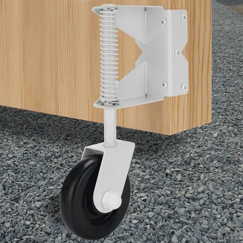 Vista 12 de Kit de ruedas de puerta con resorte para vallas de PVC de madera, rueda auxiliar resistente, kit de rodillos de soporte para valla rodante al aire