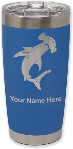 Vista 28 de LaserGram Vaso aislado al vacío de 20 onzas, tiburón martillo, grabado personalizado incluido (negro)