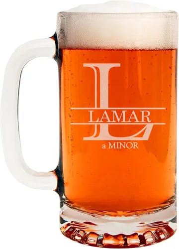 Vista 39 de Taza de cerveza de vidrio con monograma grabado de 16 onzas (letra A), regalos de cerveza personalizados de la A a la Z para hombres, Día del Padre