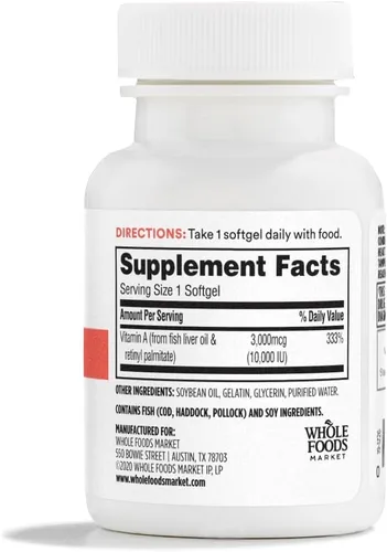 Vista 2 de 365 by Whole Foods Market, Vitamina A 10,000 UI, 100 CT