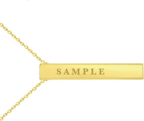 Vista 4 de Jewelry America Collar de barra vertical de cuatro caras grabable de oro amarillo de 14 quilates con cierre de anillo de resorte, 18 pulgadas