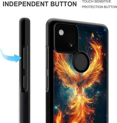 Vista 1673 de Compatible con Google Pixel 4A 5G Mobile Case Creative Acrylic Panel trasero Silicona Protección Grip especialmente diseñado para Google Pixel 4A 5G