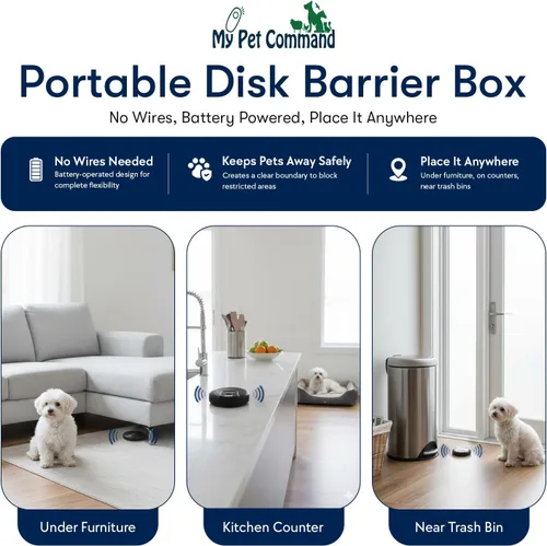 Vista 2 de My Pet Command, Barrera para mascotas de interior con rango ajustable, corrección estática y de tono, cerca invisible para perros con collar