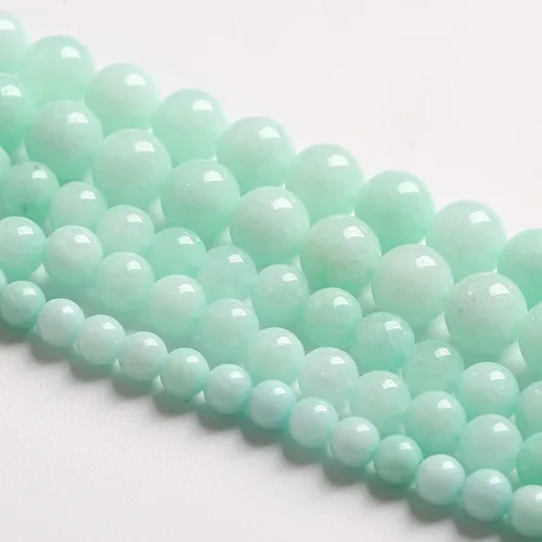 Vista 2 de 4MM 86 piezas Cuentas sueltas de piedra natural de amazonita calcedonia para hacer joyería DIY Pulsera Collar 1 hebra