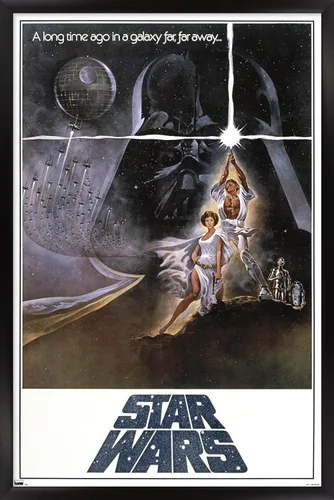 Vista 8 de Star Wars: A New Hope - One Sheet B (No Billing Block) Wall Poster, 34L" x 22.4W", Gold Framed Version Versión con marco dorado