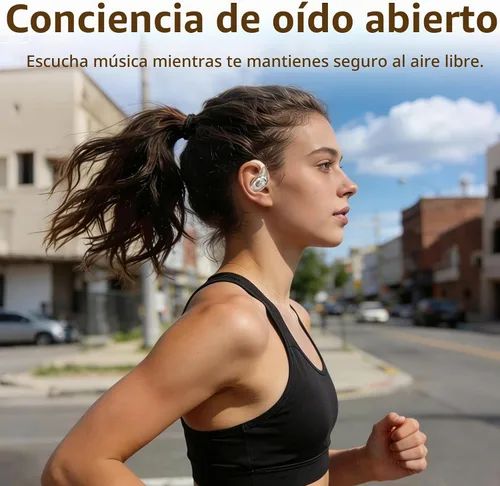 Vista 6 de Auriculares de oreja abierta, auriculares inalámbricos Bluetooth 5.4 con pantalla digital inteligente, sonido potente, llamadas claras, IPX4