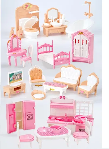 Vista 9 de 35 piezas de set de accesorios para muebles de casa de muñecas en miniatura, muebles pequeños para casa de muñecas, muebles en miniatura para casa