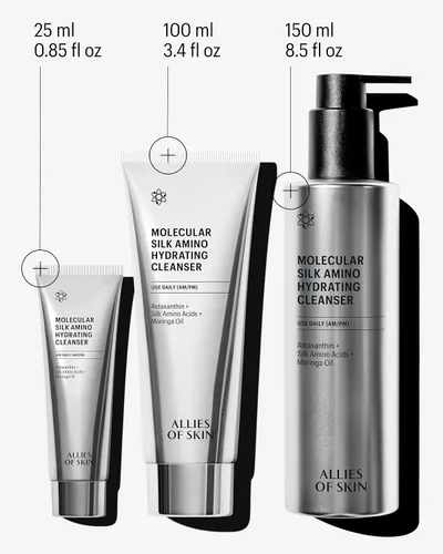 Vista 9 de Allies of Skin Limpiador facial de amino de seda hidratante Lavado facial diario suave con vitamina C, astaxantina y aceite de moringa
