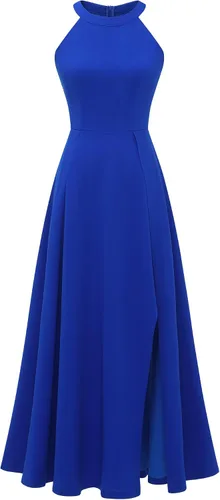 Vista 6 de Dressystar Vestido de sirena para mujer, vestido de sirena con abertura halter, elegante, largo, formal, vestido de graduación, cóctel, boda