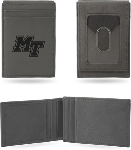 Vista 61 de Rico Industries NCAA - Cartera de bolsillo frontal grabada con láser gris, compacta, cómoda, delgada