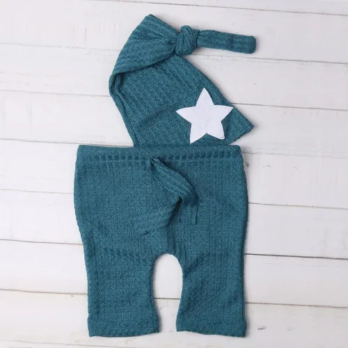 Vista 5 de Trajes de fotografía para recién nacidos, accesorios de fotografía para niños, estrellas, sombrero para dormir, pantalón para sesión de fotos