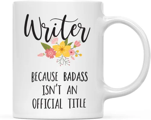 Vista 42 de Andaz Press Taza de café de 11 onzas, regalo de broma, tía porque Badass no es un título oficial, gráfico floral, 1 paquete