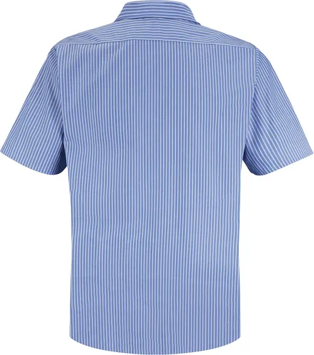 Vista 2 de Red Kap - Camisa de trabajo industrial para hombre, ajuste regular, manga corta 4-Azul Gm/Raya blanca