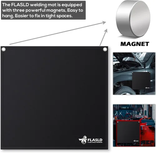 Vista 2 de FLASLD Protector de llama magnético para soldar y soldar con autógena, escudo térmico de alta temperatura de 18 x 18 pulgadas, alfombrilla