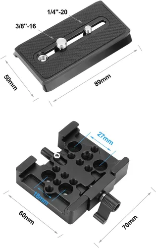 Vista 4 de Placa de trípode de liberación rápida para cámara DSLR compatible con placa deslizante tipo Manfroto para accesorios de cámara Rig