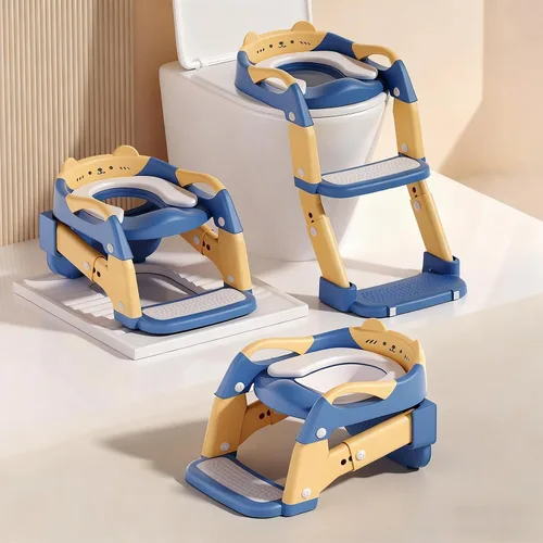 Vista 10 de Asiento de entrenamiento para ir al baño, asiento de inodoro mejorado para niños y niñas, inodoro de entrenamiento 3 en 1 con taburete escalonado