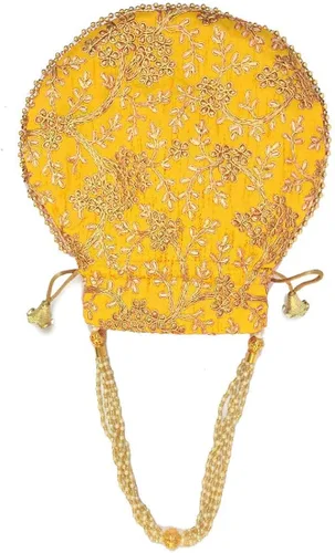 Vista 2 de Bolso de mano de seda bordado de diseño étnico indio para mujer