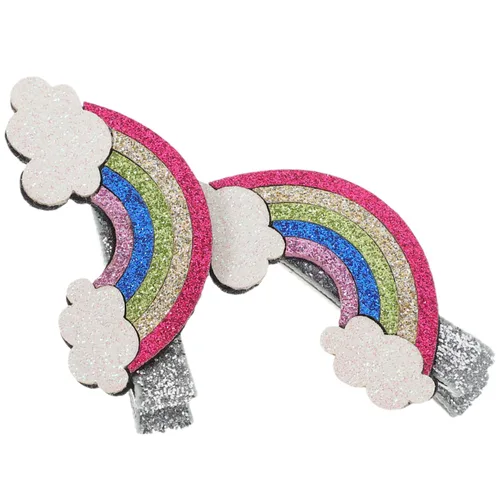 Vista 7 de FRCOLOR Clip de pelo arco iris, 2 unidades, accesorios para el cabello de arco iris para niñas y mujeres, pasadores de pelo lindos sin pasadores