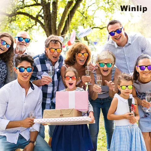 Vista 5 de Gafas de sol para niños a granel para edades de 3 a 5, 4, 8 a 12 años y adultos, paquete de 32 lentes de sol neón con protección UV400, gran regalo