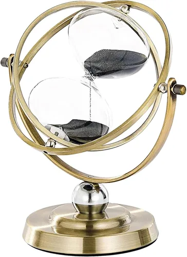 Vista 23 de Temporizador de arena vintage de 1 minuto, reloj de arena pequeño de 4.9 pulgadas, reloj de arena de latón antiguo, reloj de arena de 1 minuto