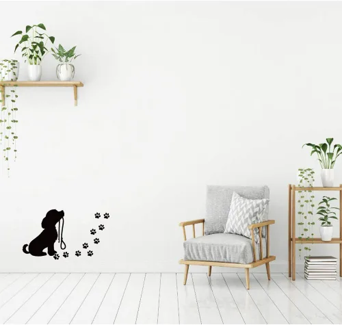 Vista 3 de Calcomanías de vinilo con estampado de patas de perro, calcomanías extraíbles para mascotas, para niños y niñas, decoración de habitación de bebé