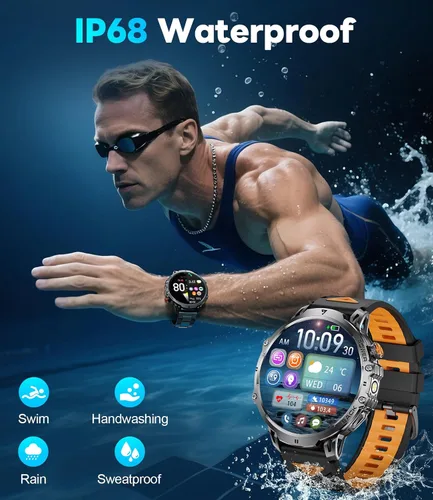 Vista 9 de LIGE Relojes inteligentes para hombres con más de 50 días de espera (1000 mAh)/1.85 pulgadas HD AMOLED pantalla grande/linterna/164.0 ft resistente
