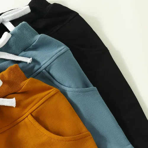 Vista 5 de Pantalones deportivos de otoño para bebé, paquete de 3 unidades de pantalones deportivos de algodón de color sólido, pantalones deportivos casuales