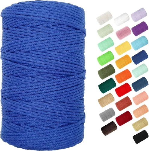 Vista 10 de Cuerda de macramé de 0.118 in para 220 yardas, cuerda de algodón de 68.8 pies, cuerda de macramé de color 100% natural para kit de macramé, ganchos