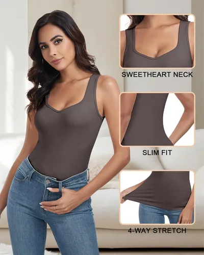 Vista 4 de WOWENY Camiseta sin mangas de forro polar térmico para mujer, sin mangas, cuello corazón, chaleco de invierno, ropa interior, camiseta cálida