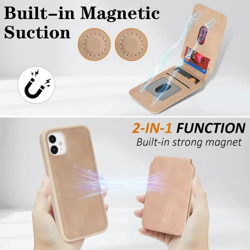 Vista 4 de Havaya Funda compatible con iPhone 11, cartera MagSafe con tarjetero - Funda magnética desmontable 2 en 1 - Ranuras para tarjetas de crédito