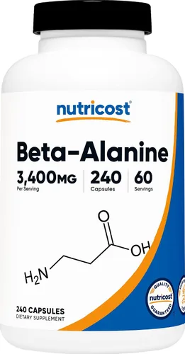Vista 6 de Nutricost Cápsulas de Beta-Alanina 3400mg, 120 Cápsulas (30 Porciones) - Beta Alanina Potente, Sin Gluten y Sin OGM, 850mg Por Cápsula