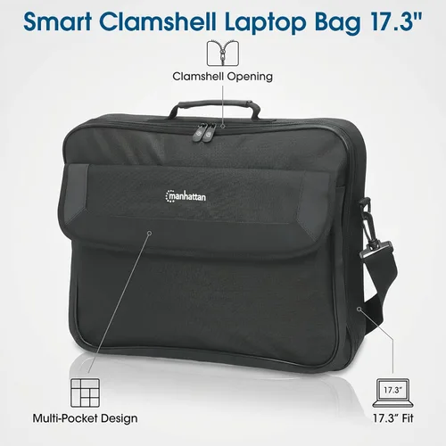 Vista 2 de MANHATTAN Bolsa de hombro para portátil - Estilo delgado maletín, apertura de concha, compartimentos acolchados