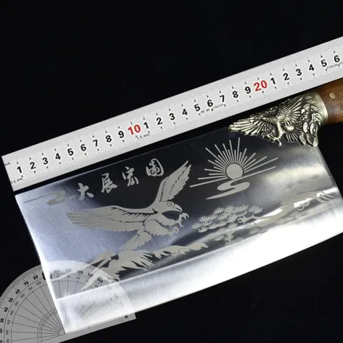 Vista 5 de Cuchillo de carne, cuchillo de cocina forjado a mano de 9 pulgadas, cuchillo de cocina de hoja afilada, cuchillo de cocina Longquan de China