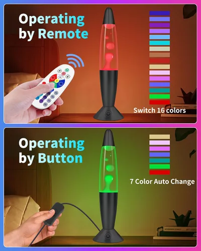 Vista 4 de Elomavapa - Lámparas de movimiento líquido color negro, 17 colores cambiantes con control remoto, luz nocturna LED de 13.5 pulgadas para niños