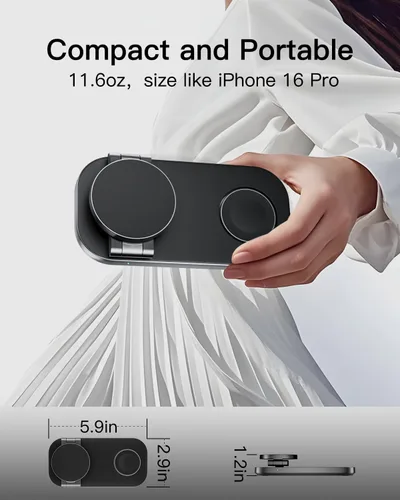 Vista 6 de Keepro Estación de carga 3 en 1 para dispositivo Apple, soporte de carga rápida inalámbrico magnético plegable compatible con MagSafe para iPhone