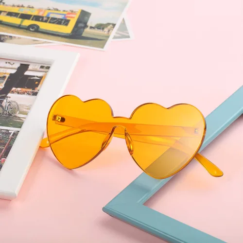Vista 5 de Maxdot - Lentes de sol transparentes sin marco con forma de corazón para fiestas