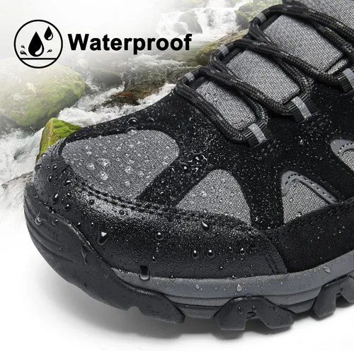 Vista 2 de Zapatos de senderismo para hombre, zapatos de senderismo para exteriores, zapatos de senderismo ligeros, impermeables, zapatos de senderismo