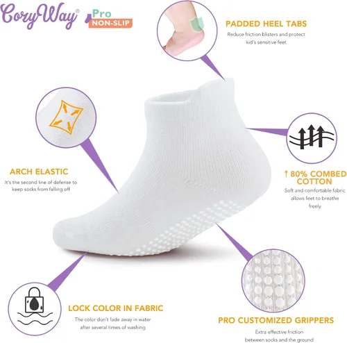 Vista 2 de CozyWay - Calcetines antideslizantes para bebés niños y niñas paquete de 6 y 12 unidades calcetines y tobilleras antideslizantes para bebés y niños