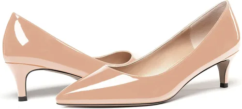 Vista 6 de WAYDERNS Zapatos de vestir para mujer, con puntera puntiaguda, de charol y tacón bajo, para negocios, oficina, trabajo, 2 pulgadas