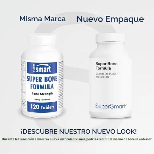 Vista 2 de Supersmart - Fórmula Super Bone - con calcio, magnesio, vitamina D3 y estroncio Sin OMG y sin gluten - 120 tabletas