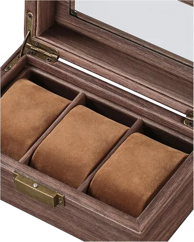 Vista 6 de UnionPlus Caja organizadora de relojes de viaje, colección organizadora de almacenamiento de relojes, piel sintética de alta calidad