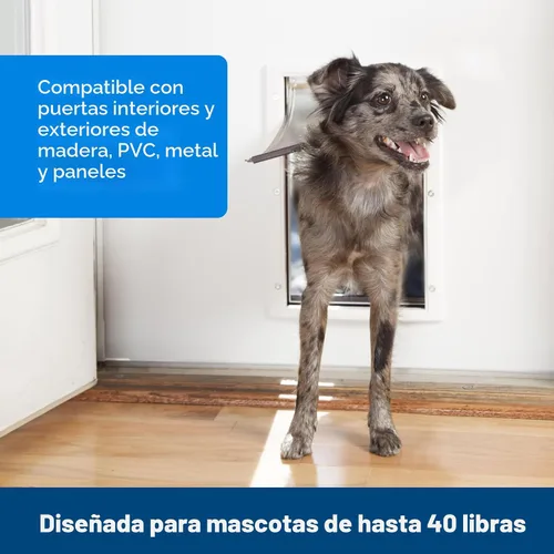 Vista 3 de Puerta para mascotas PetSafe plástico con solapa suave de color, Mediano, M, Blanco
