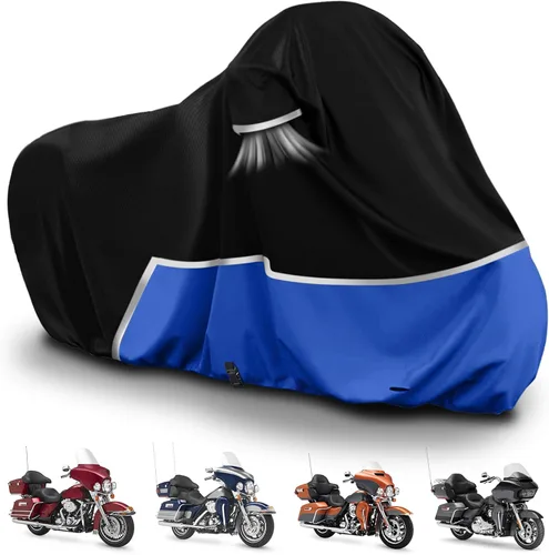 Vista 15 de Cubierta impermeable para motocicletas de repuesto para modelos Harley Davidson Cruiser, tela Oxford 420D Softail, Dyna, Iron 883, Fat Boy 114