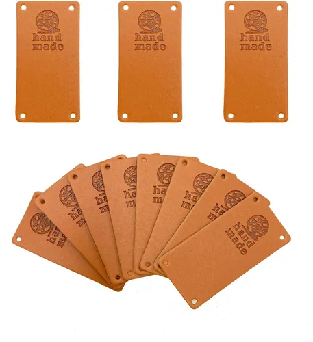 Vista 5 de 40 piezas de etiqueta de piel sintética hecha a mano en relieve etiqueta adorno de punto DIY accesorios de ropa para jeans, bolsos, zapatos